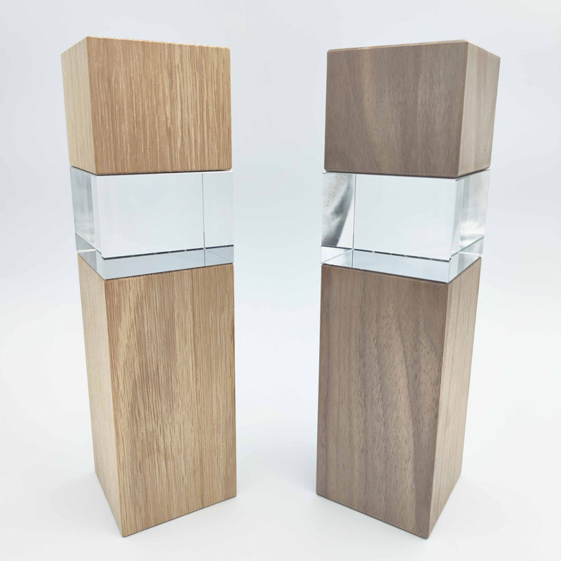 Glas Holz CUBEX Award, Druck und Lasergravur auf 4 Seiten