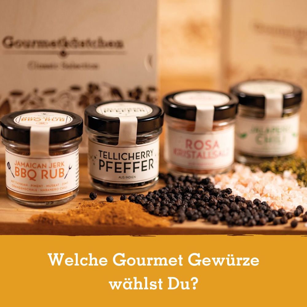 Gourmetkästchen mit 2 Gourmet Gewürzen im Glas