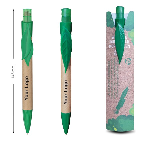Nachhaltiger Plant-a-Tree Mini-Stift mit Samenkapsel – Inklusive bedruckter Präsentationskarte