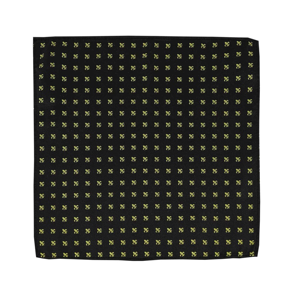 Einstecktuch für Herren aus 100% Seide - Elegantes Tuch für Anzug oder Sakko - Einstecktücher - 25 x 25 cm - schwarz gold