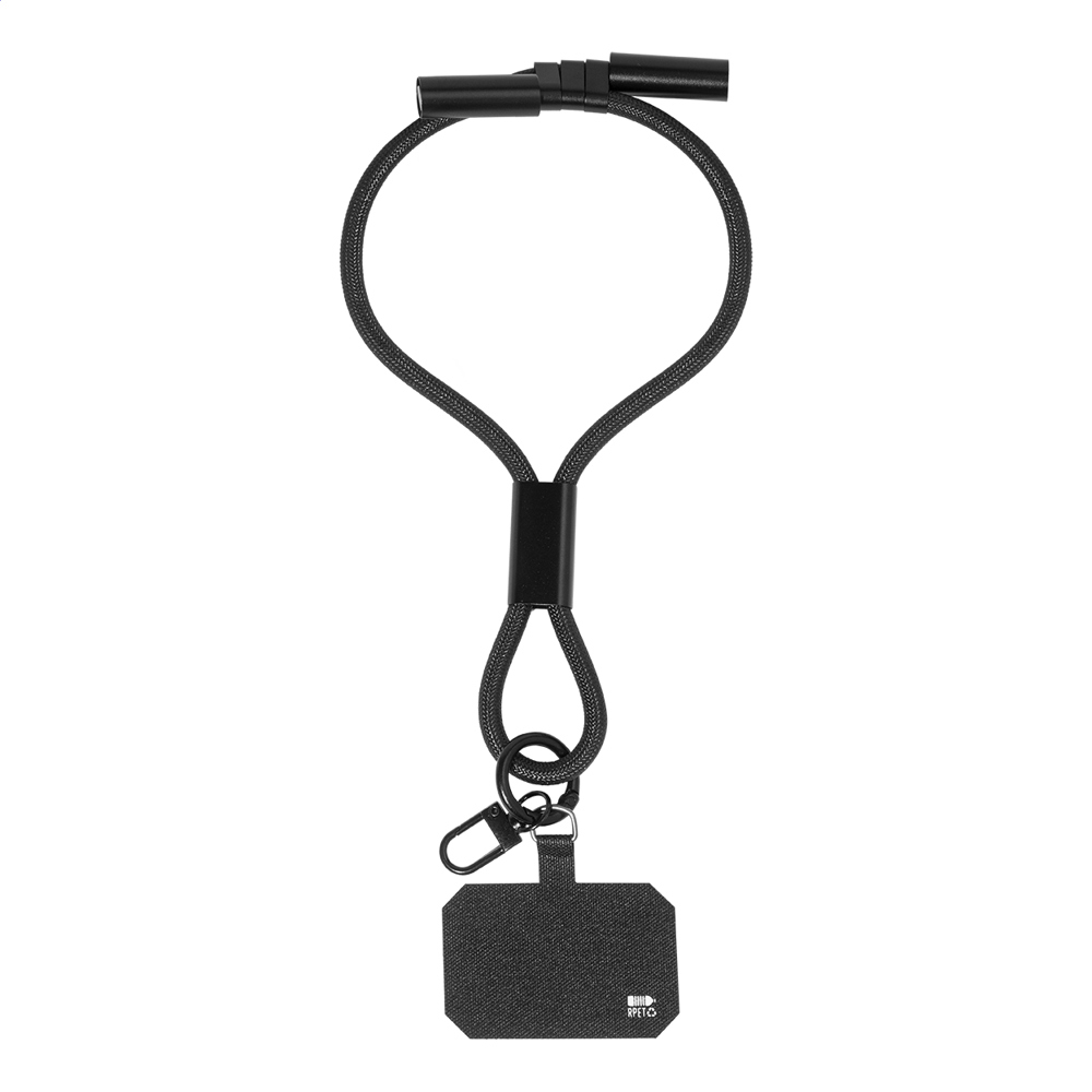 CuffCharge - 60W Handgelenkband mit Lade- und Datenkabel aus RPET - Schwarz