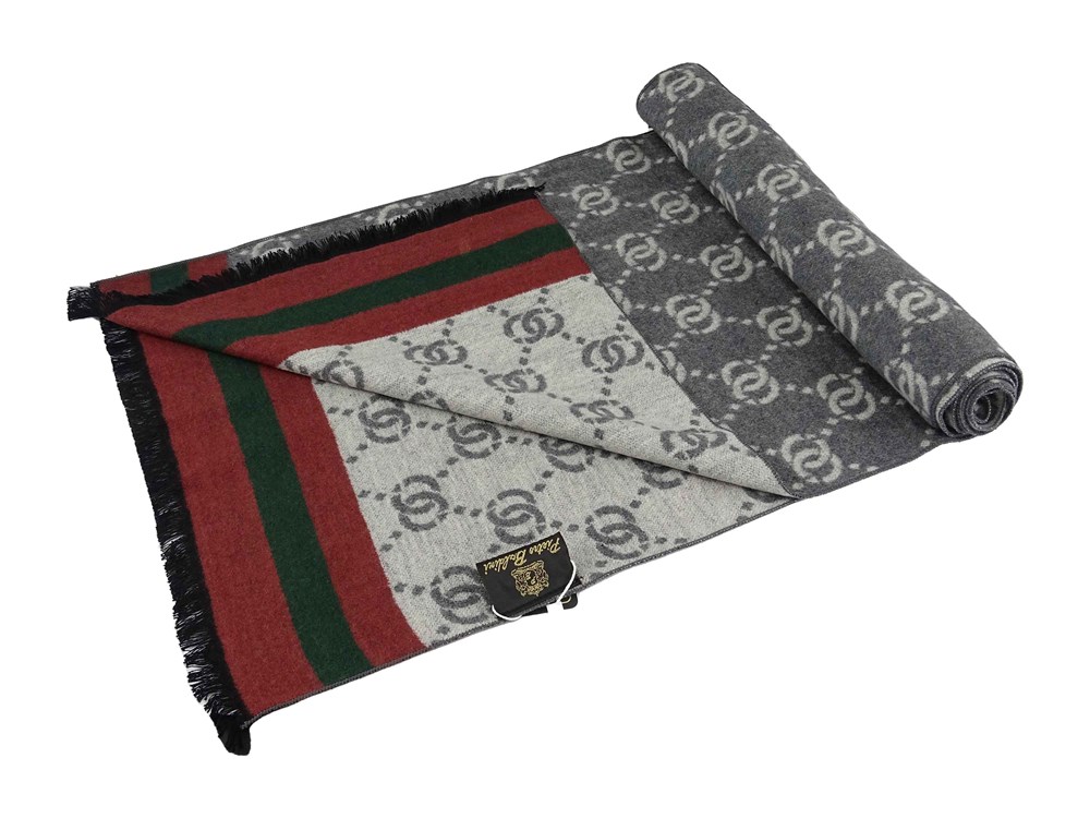Winterschal unisex aus 100% gebrushter Seide, Seidenschal für Damen und Herren - Schal für Herbst und Winter - Größe 30 x 180 cm - Grau Blau Rot