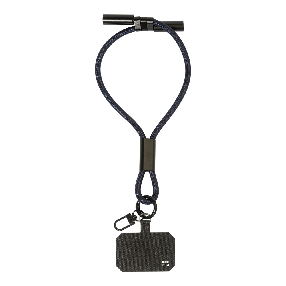 CuffCharge - 60W Handgelenkband mit Lade- und Datenkabel aus RPET - dunkelblau
