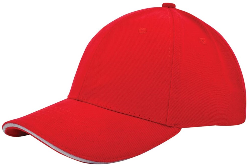 Heavy Brushed Cap - Rot (PMS 199c) / Weiß