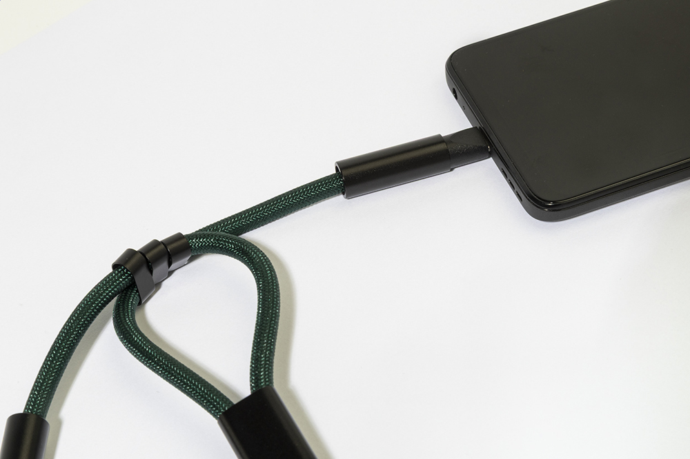 CuffCharge - 60W Handgelenkband mit Lade- und Datenkabel aus RPET