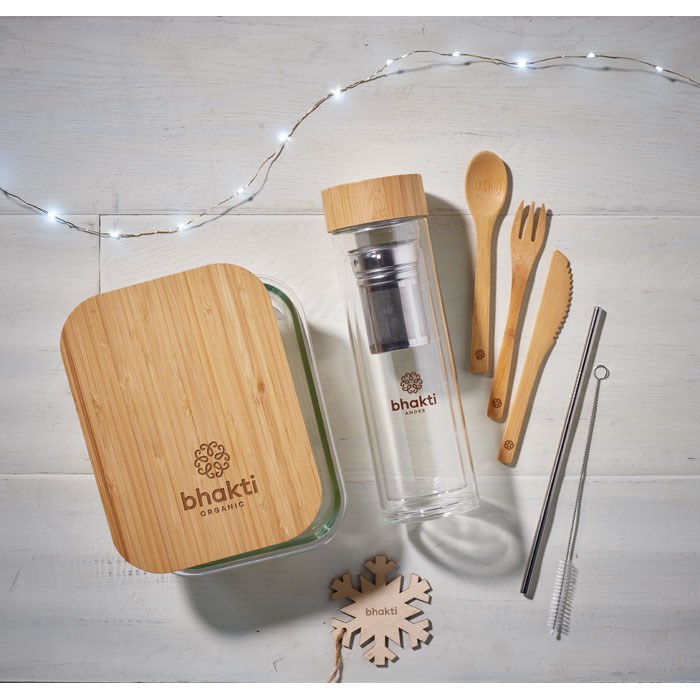 TUNDRA LUNCHBOX - Lunchbox Glas mit Bambus