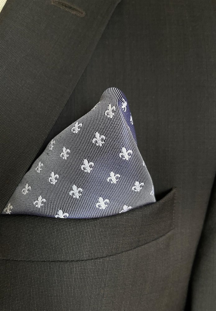Einstecktuch für Herren aus 100% Seide - Elegantes Tuch für Anzug oder Sakko - Einstecktücher - 25 x 25 cm - weiß blau