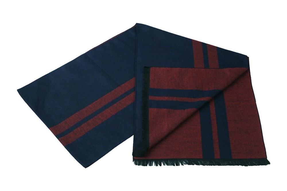 Winterschal für Damen und Herren - Flauschiger Winterschal für Herbst und Winter - Kaschmir feeling - 30 x 180 cm - Blau Rot