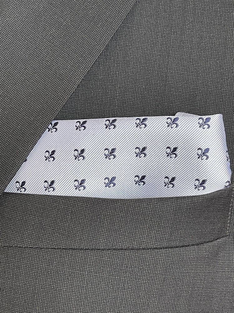 Einstecktuch für Herren aus 100% Seide - Elegantes Tuch für Anzug oder Sakko - Einstecktücher - 25 x 25 cm - weiß blau