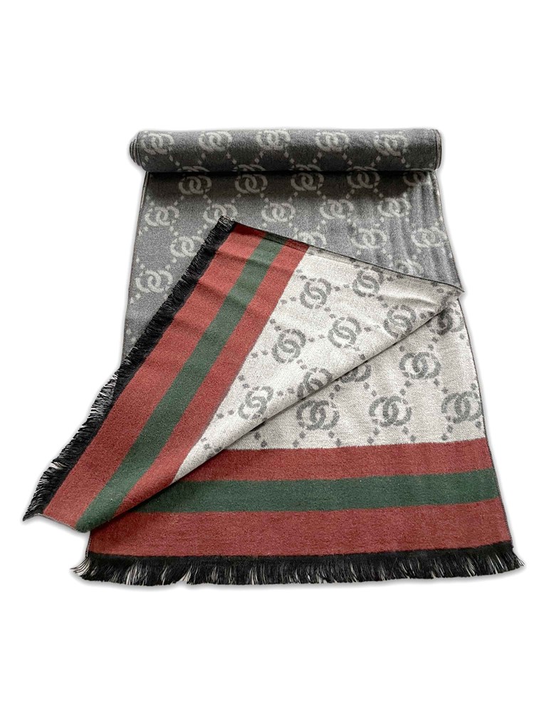 Winterschal unisex aus 100% gebrushter Seide, Seidenschal für Damen und Herren - Schal für Herbst und Winter - Größe 30 x 180 cm - Grau Blau Rot