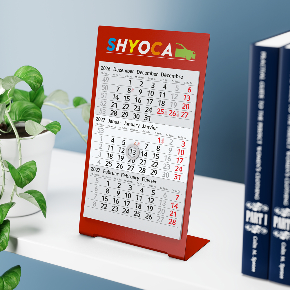 Tischkalender Desktop 3 Color, 1 Jahr, rot