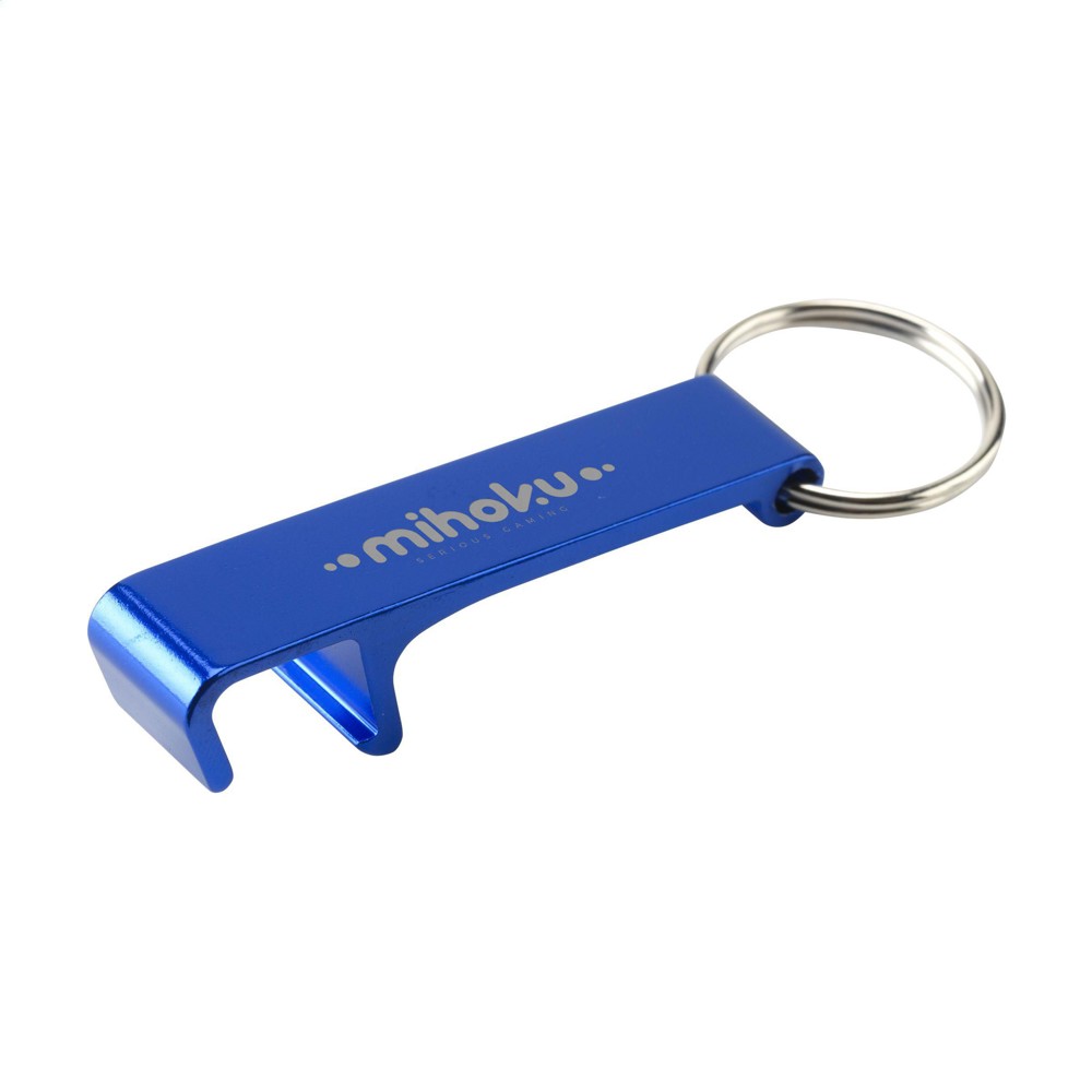 Alu Opener Phone Stand GRS Recycled Schlüsselanhänger - blau (± PMS 280C)