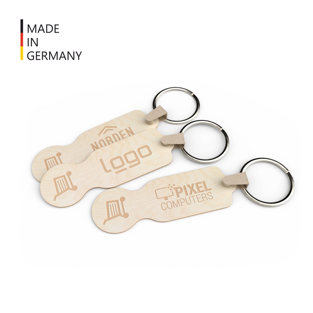 Einkaufswagen-Chip Branch inkl. Schlüsselanhänger (FSC® zertifiziert)Birke