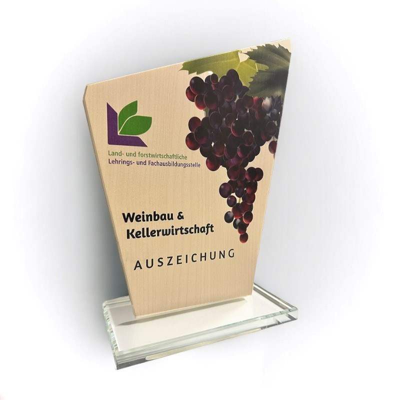 Holz Glas Trophäe Natur