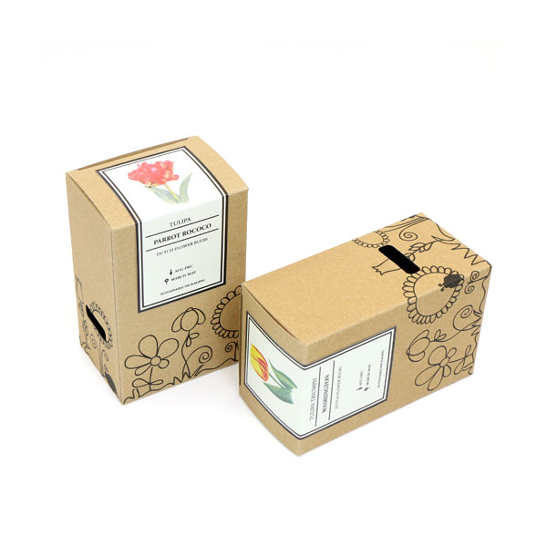 Geschenk box Kraft medium mit Blumenzwiebeln