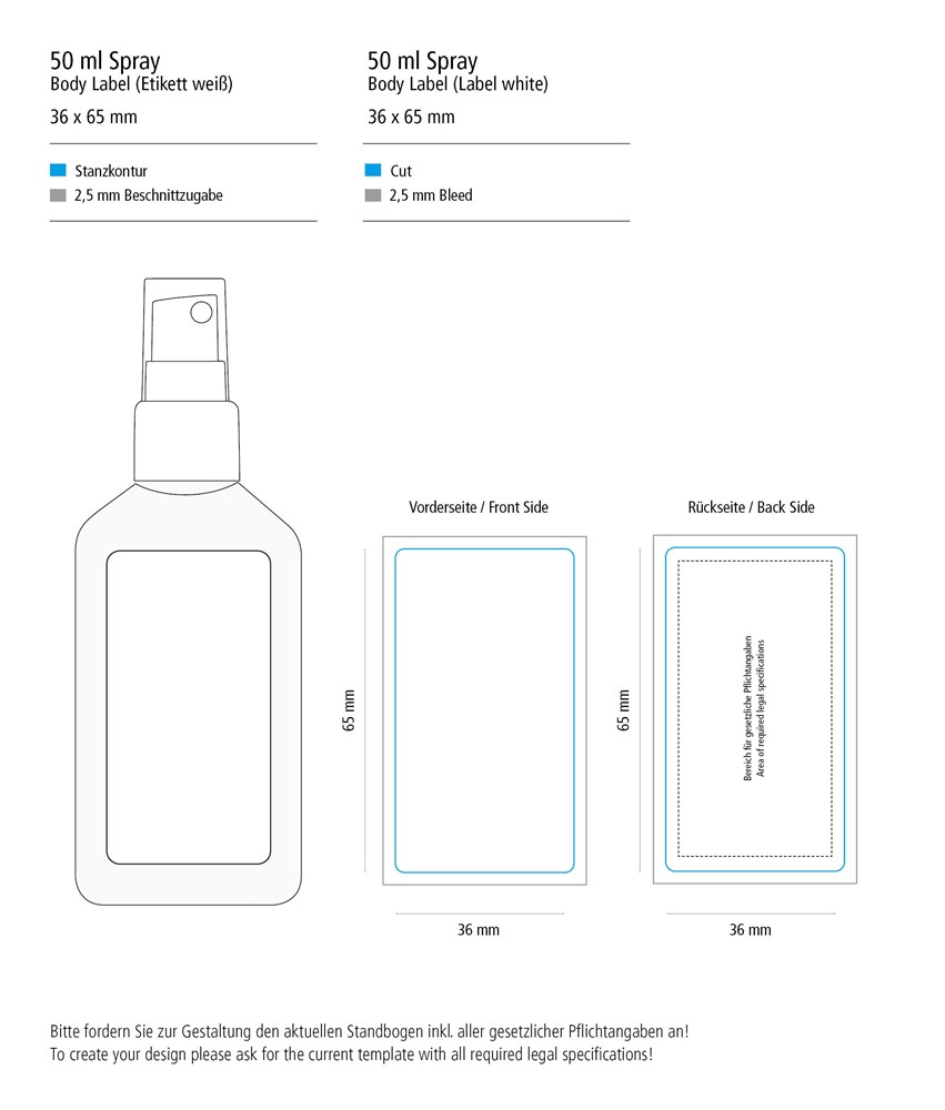 Hände-Desinfektionsspray (DIN EN 1500), 50 ml, Body Label (R-PET)