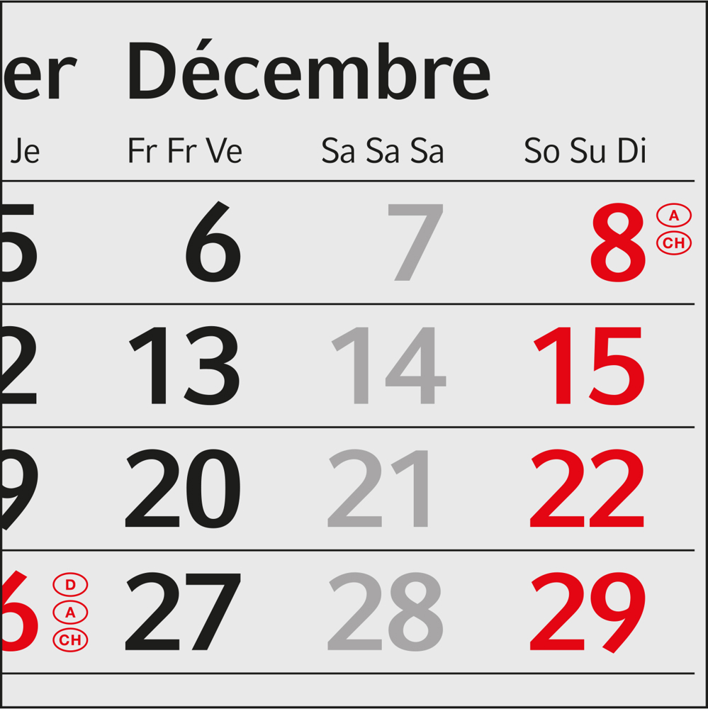 Tischkalender Desktop 3 Color, 1 Jahr, rot
