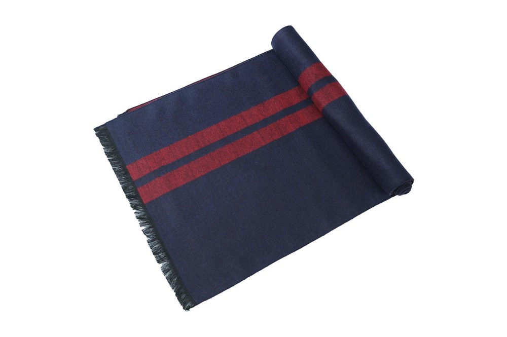 Winterschal für Damen und Herren - Flauschiger Winterschal für Herbst und Winter - Kaschmir feeling - 30 x 180 cm - Blau Rot