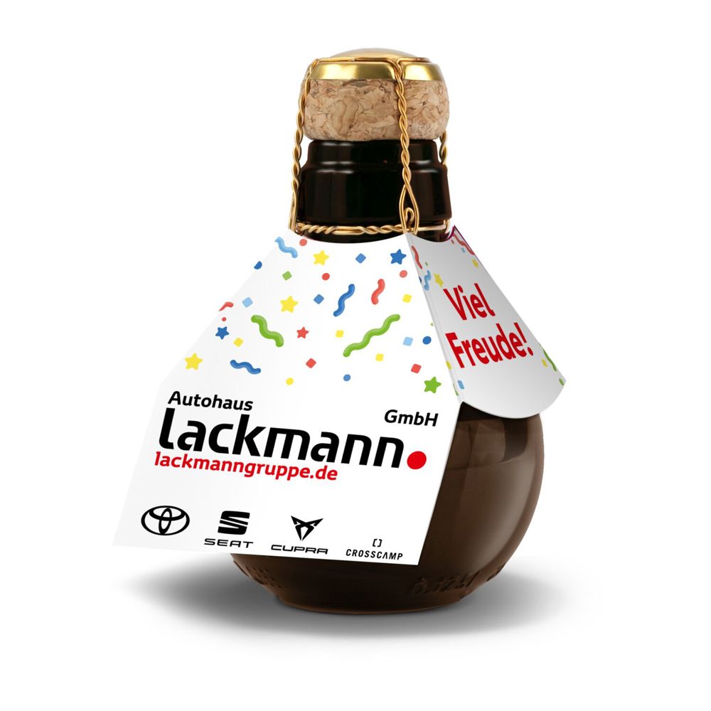 Kleinste Sektflasche der Welt! Blumengesteck - Inklusive Geschenkkarton in Gelb, 125 ml